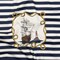 1 Yard Stretch Cotton Sateen Panel Navy and Gold Stripes and Ropes Fabric 55" Width